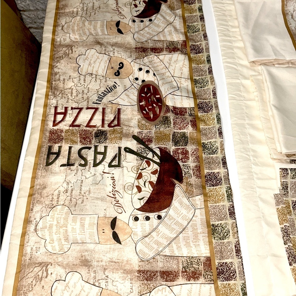 Fun Novelty Curtains Valence Sets Italian Food  
Pizza Pasta Cooking Kitchen new - Picture 3 of 15